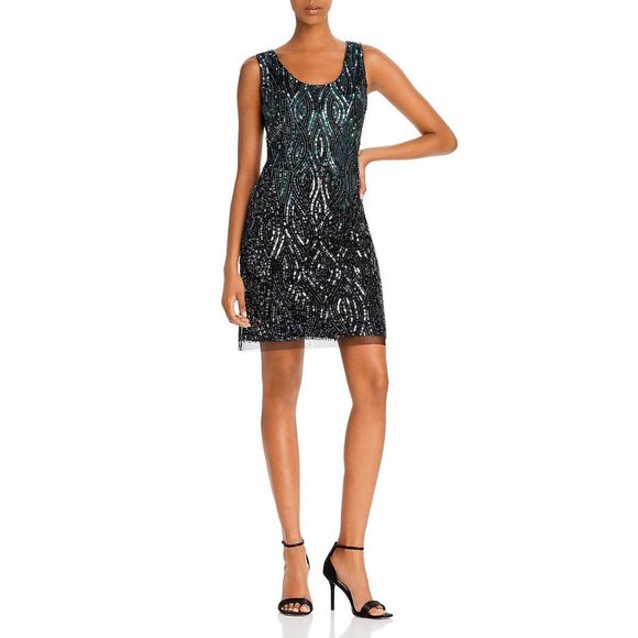 Dress Cocktail Mattox Black Beaded Party - Picture 1 of 2